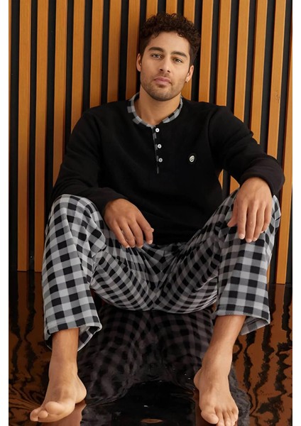 Erkek Düğme Yaka Kışlık Polar Pijama Takımı 6100/16,1 - 1 Adet