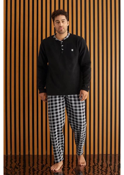 Erkek Düğme Yaka Kışlık Polar Pijama Takımı 6100/16,1 - 1 Adet fiyatları