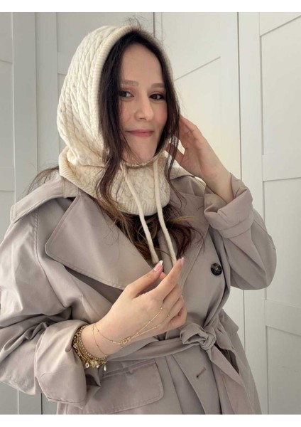 Örgü Desenli Bağcıklı Balaclava