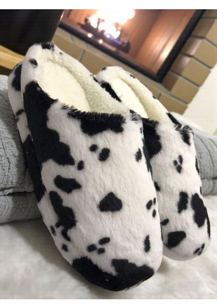 Kadın Tüylü Pofuduk Ev Terliği Ses Yapmayan Yumuşak Rahat Kauçuk Taban Içi Yünlü Kışlık Terlik