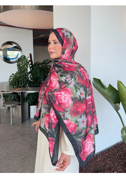 Desenli Pamuk Soft Şal Mena Serisi Kırmızı Siyah indirimleri