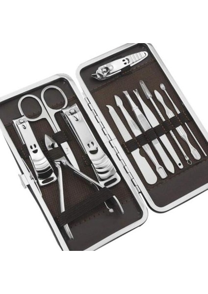 Suni Deri Çantalı, 12 Parça Siyah Veya Krom Nikel Tırnak Bakım, Manikür, Pedikür Seti