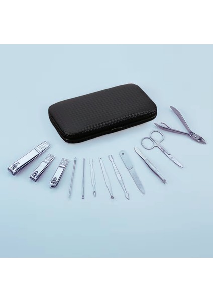 Suni Deri Çantalı, 12 Parça Siyah Veya Krom Nikel Tırnak Bakım, Manikür, Pedikür Seti modelleri