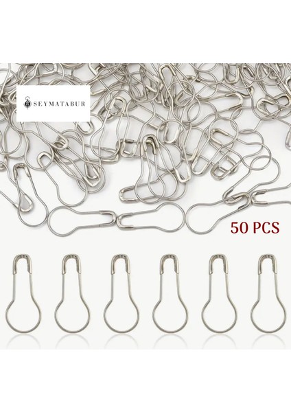 Metal Çengelli Armut Ayraç 50 Li Gümüş Renk