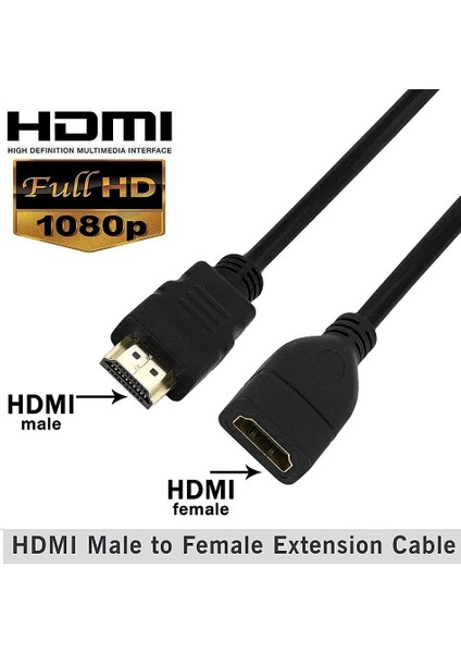 30 cm HDMI Erkek - Dişi Uzatma Kablosu Tv HDMI Kablo Uzatıcı