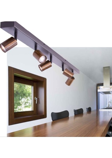 Modern Siyah Bakır Eskitme 120 cm 4’lü Hareketli Spot Avize GU10 LED Ampul Dahil