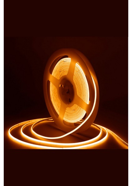 12V Cob Şerit LED 3mm 400 Ledli Ince Esnek Sarı (Amber) Cob LED IP20 (5 Metre)