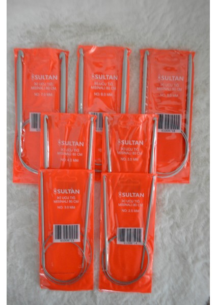 Iki Ucu Tığ Çelik Misinalı (80 Cm) 7'li Set