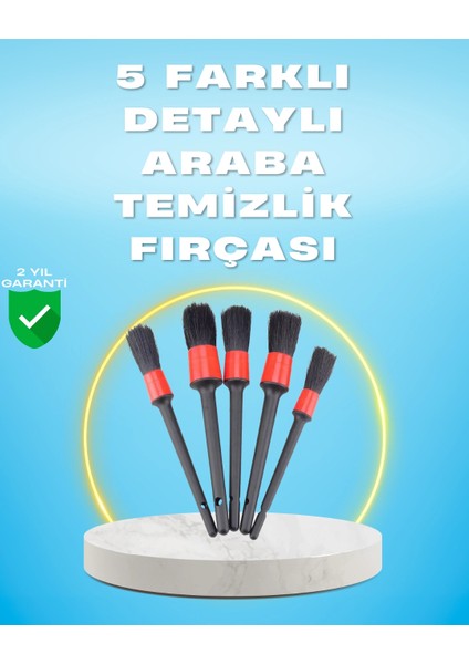 5'li Araba Temizlik Fırçaları-Farklı Boyutlu Fırçalarla Derinlemesine Temizlik