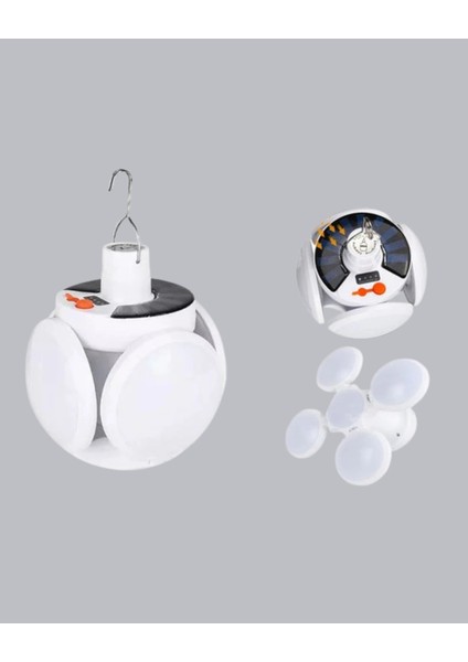 Solar Güneş Enerjili ve USB Şarjlı 5 Kanatlı LED Kamp Lambası indirimleri