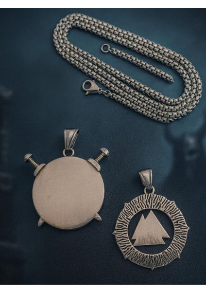Viking Kolye Seti 2'li | Valknut Sembollü Paslanmaz Çelik Erkek Kolye fırsatları