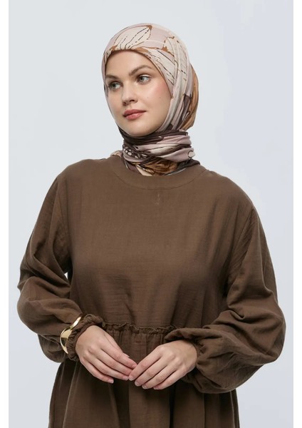 Şakayık Desen Bambu Eşarp - Kahverengi fiyatları