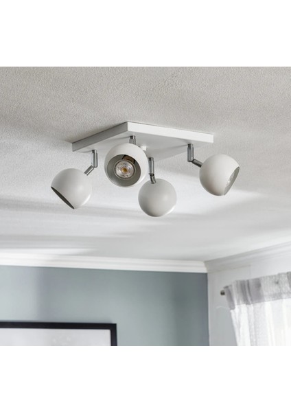 GU10 Beyaz Kare Dörtlü LED Krom Mafsallı Hareketli Başlık LED Spot Avize fiyatları