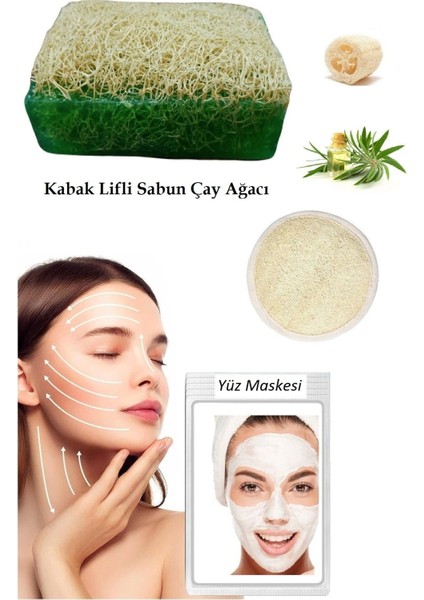 3'lü Set Kabak Lifli Yüz Pedi Kesesi Kabak Lifli Çay Ağacı Sabun Canlandırıcı Cilt Bakım Yüz Maskesi fiyatları