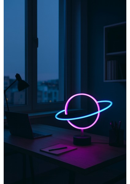 Neon Işıklı Dekoratif Satürn Lamba Casapetra fiyatları
