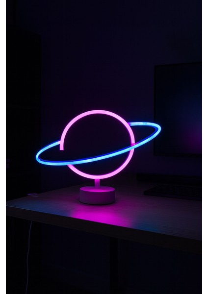Neon Işıklı Dekoratif Satürn Lamba Casapetra modelleri