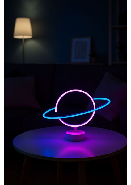 Neon Işıklı Dekoratif Satürn Lamba Casapetra fırsatları