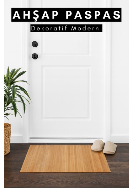 Ahşap Dekoratif Banyo Paspası Kapı Önü Paspası Casapetra
