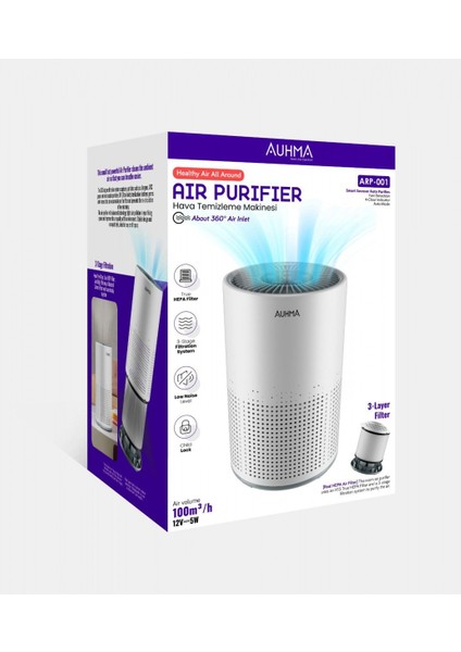 Auhma ARP-001 Hava Temizleyici True Hepa Filtre Sessiz 360° Hava Girişi modelleri