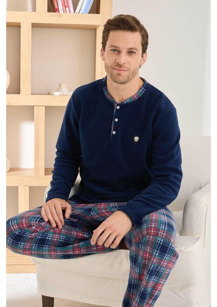 Erkek Düğme Yaka Kışlık Polar Pijama Takımı 6100/6,1 - 1 Adet