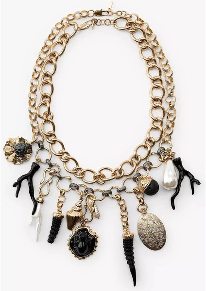 Çoklu Madalyon Charm Kolye