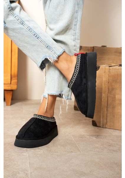 Tazzy Classic Süet Tüylü Kadın Bot - Bej ve Siyah modelleri