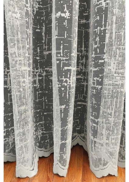 Sofya Jakar Desenli 1'e 3 Sık Pileli Tül Perde Ekru