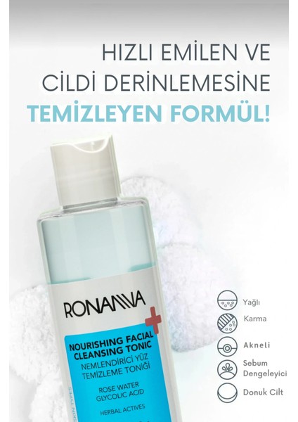 Nemlendirici Yüz Temizleme Toniği - Gül Suyu ve Glikolik Asit ile Derinlemesine Temizlik - 200ML modelleri