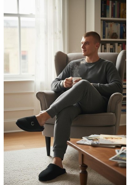 Erkek Ev Terliği Ses Yapmayan Yumuşak Rahat Taban Içi Yünlü Terlik indirimleri