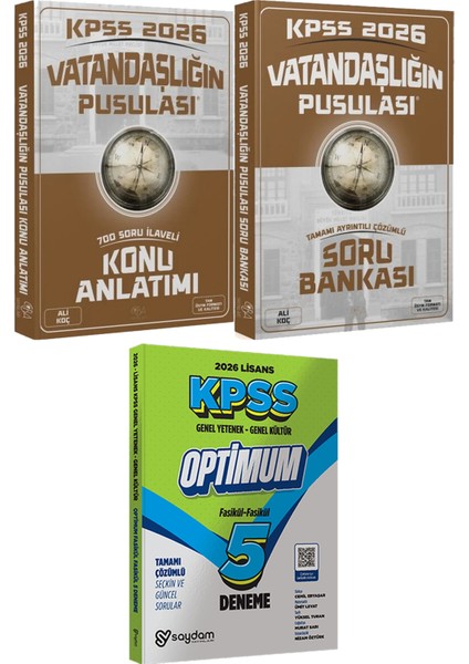 2026 Kpss Vatandaşlığın Pusulası Konu Anlatımı ve Soru Bankası - Lisans Optimum 5 Deneme