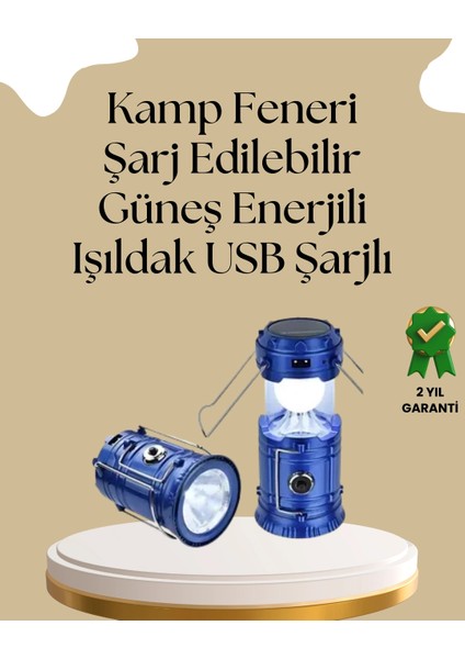 Güneş Enerjili Katlanabilir Kamp Feneri – USB Şarjlı, Hafif ve Çok Fonksiyonlu