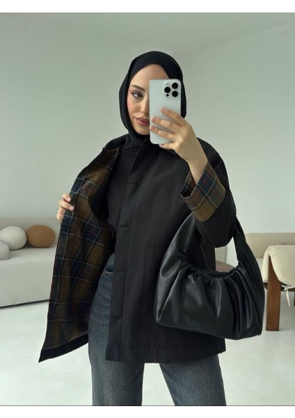 Ekose Garnili Trençkot Siyah fiyatları