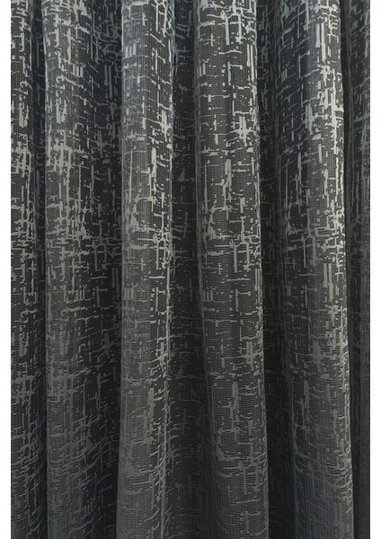 Sofya Jakar Desenli 1'e 2 Seyrek Pileli Tül Perde Antrasit modelleri