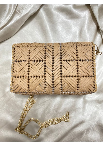 El Örgüsü Kanvas Kadın Çanta Rafya Kağıt Ipli Zincir Askılı modelleri