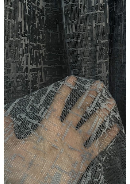 Sofya Jakar Desenli 1'e 2,5 Orta Pileli Tül Perde Antrasit fiyatları