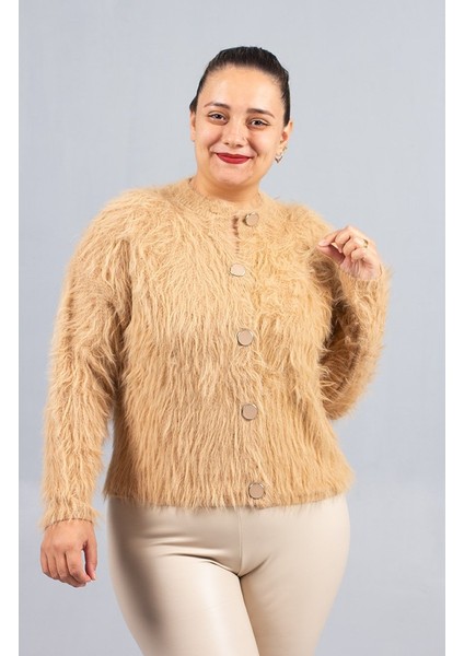 Camel Sakallı Triko Hırka – Yumuşak Dokulu Kadın Hırka