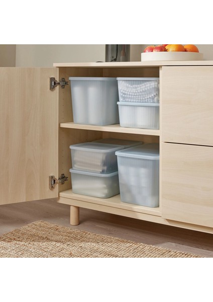 Rykta Kapaklı Kutu Şeffaf Gri Mavi 12 x 18 x 12 cm 1.5 Lt