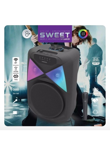 🔊 Subzero WR138 Rgb Bluetooth/usb/sd Müzik Kutusu | Kablosuz Mikrofonlu | Tws Özellikli