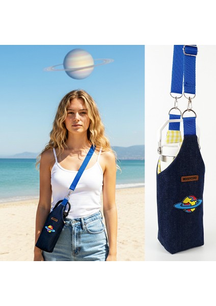 El Yapımı U Model Kot Matara Termos Kılıfı - Satürn