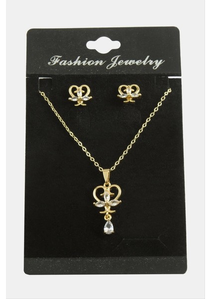 Nrzsnt Kalp Zirkon Taşlı Set Kolye-Gümüş Rengi fiyatları