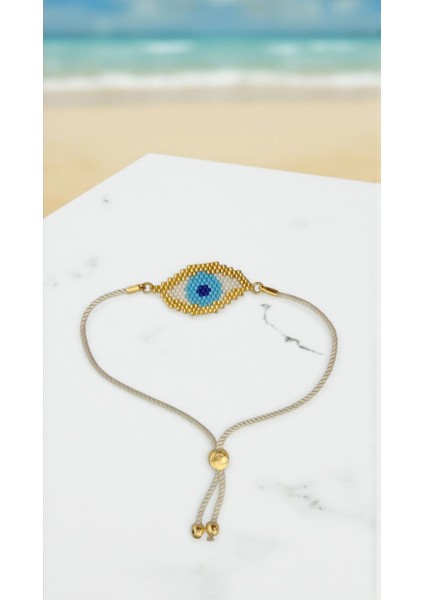 Miyuki Boncuk El Yapımı Altın Göz Ayarlanabilir Bileklik