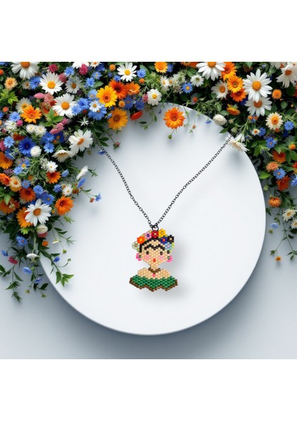 Miyuki Boncuk El Yapımı Frida Kahlo Kolye