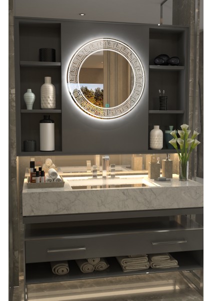 Versace Işıltısı: Lüks Desenli Minimalist LEDLİ Özel Tasarım Ayna