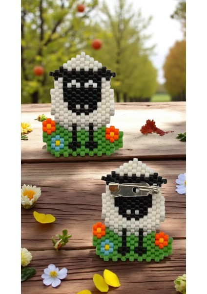 Miyuki Boncuk El Yapımı Kuzu Broş - Yaka Iğnesi