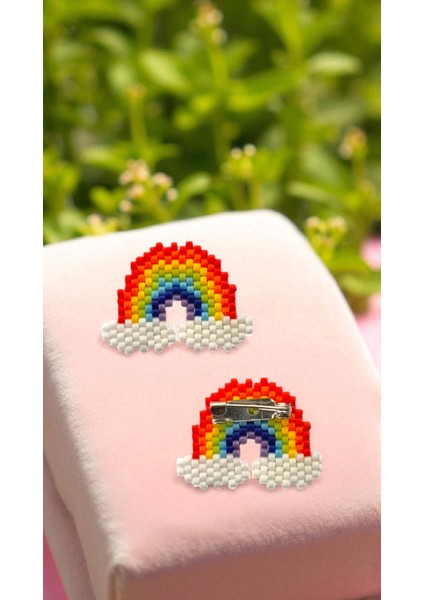 Miyuki Boncuk El Yapımı Minik Gökkuşağı Broş - Yaka Iğnesi fiyatları