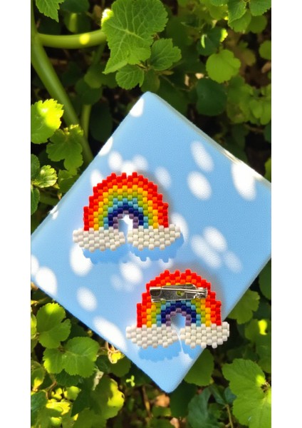 Miyuki Boncuk El Yapımı Minik Gökkuşağı Broş - Yaka Iğnesi modelleri