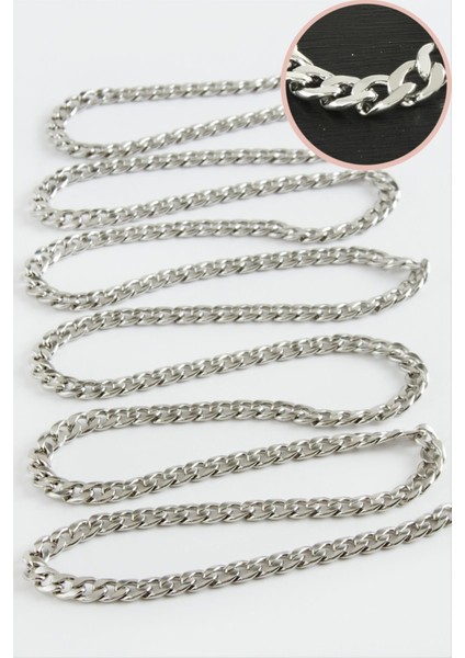 Nrzsnt 5 mm Düz Gümüş Renkli Çelik Zincir 1 Metre-Gümüş Rengi