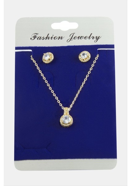 Nrzsnt Yuvarlak Zirkon Taşlı Set Kolye-Gümüş Rengi fiyatları