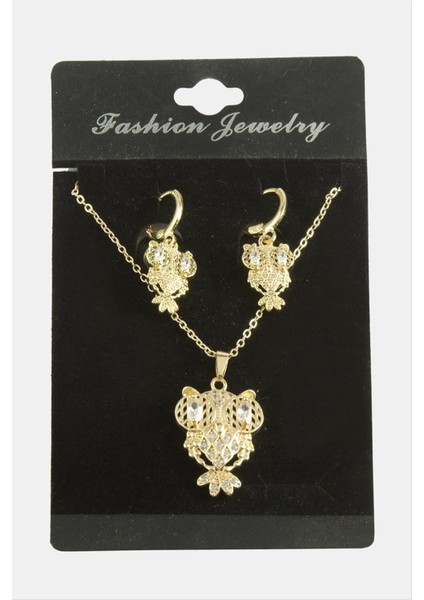 Nrzsnt Baykuş Zirkon Taşlı Set Kolye-Gümüş Rengi fiyatları