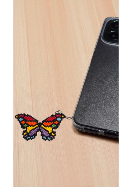 Miyuki Boncuk El Yapımı Renkli Kelebek Telefon Çarmı - Charm